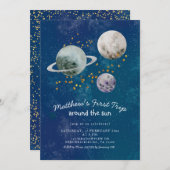 外部空間の第1誕生日誕生日招待状 招待状 (正面/裏面)