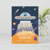 外部空間エイリアン誕生日招待状 招待状 (スタンド正面)