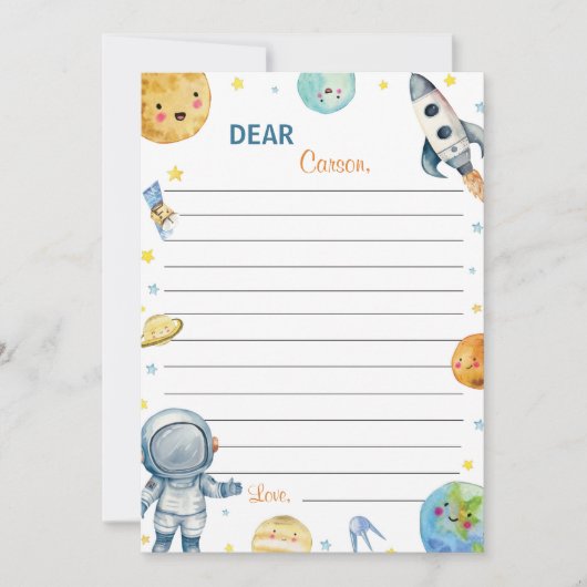 外部空間タイムカプセルノートメッセージカード サンキューカード (正面)