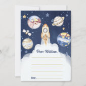 外部空間タイムカプセルノートメッセージカード 招待状 (正面)