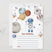 外部空間タイムカプセルノートメッセージカード 招待状 (正面)