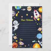 外部空間タイムカプセルノートメッセージカード 招待状 (正面)