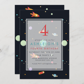 外部空間テーマ | 子供の誕生日パーティー 招待状