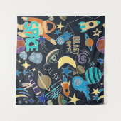 外部空間ドードルパターン タペストリー (正面(横))