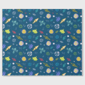 外部空間パターンドードル |濃い青 ラッピングペーパー (フラット)