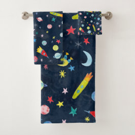 外部空間パターンUFO水彩 バスタオルセット