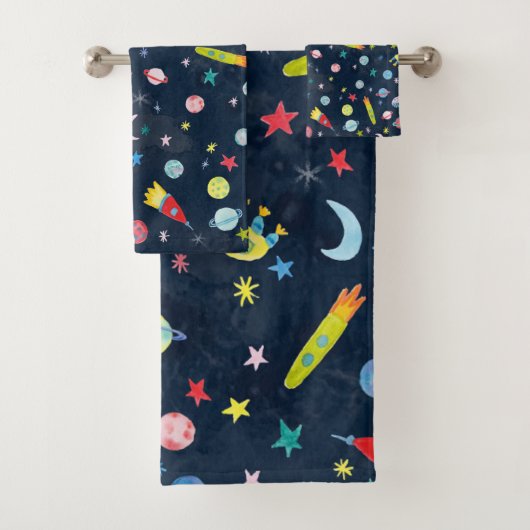 外部空間パターンUFO水彩 バスタオルセット (インサイチュ)