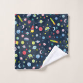 外部空間パターンUFO水彩 バスタオルセット (ウォッシュタオル)