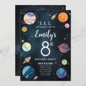 外部空間子供の誕生日パーティの招待状 招待状 (正面/裏面)