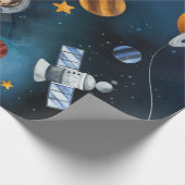 外部空間子供の誕生日水カラー ラッピングペーパー (角)