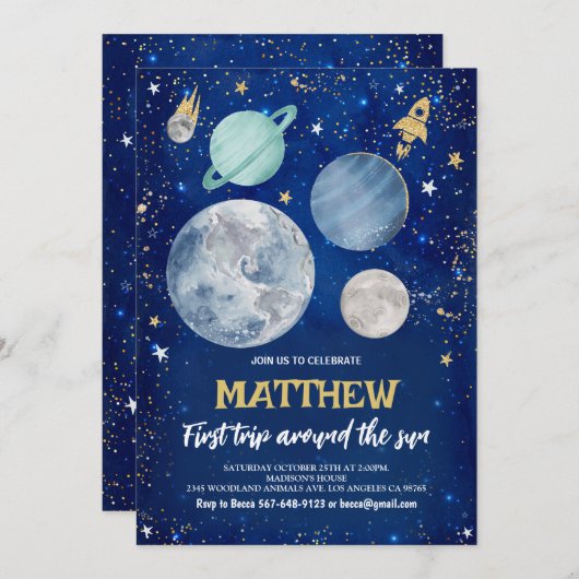 外部空間最初の誕生日 招待状 (正面/裏面)