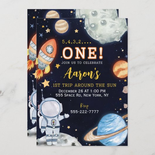 外部空間最初の誕生日 招待状 (正面/裏面)