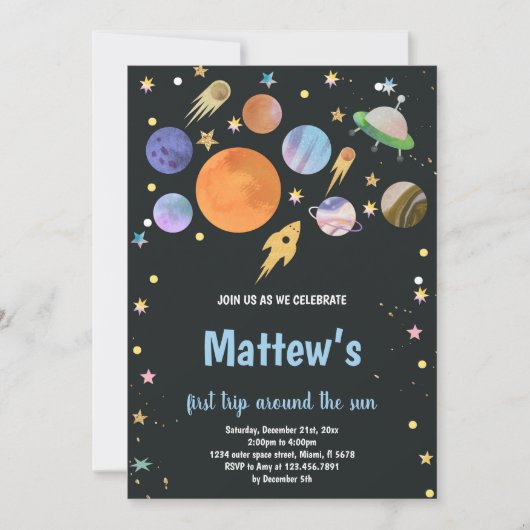 外部空間誕生日招待状 招待状 (正面)