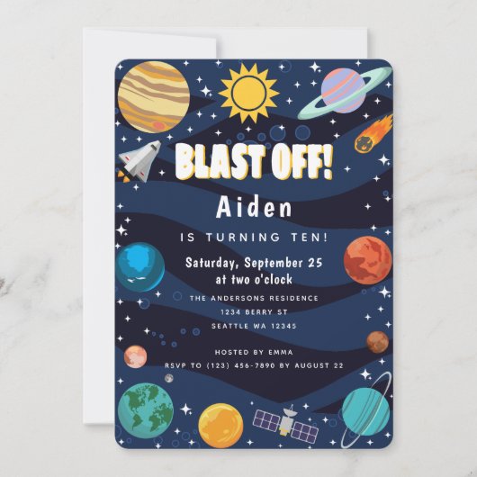 外部空間誕生日 招待状 (正面)