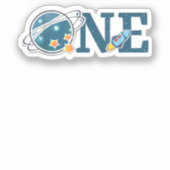 外部空間1年の古い誕生日グラフィック1番目の誕生日 シール (正面)