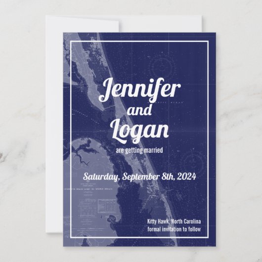 外部銀行OBXヴィンテージマップ日付の結婚保存 招待状 (正面)