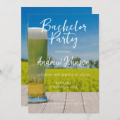 外野のライトなビールのグラス 招待状 (正面/裏面)