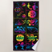 外銀行カラフルなビーチタオルのデザイン ビーチタオル (正面)