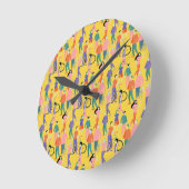 「外」と「人間」パターン ラウンド壁時計 (傾斜)