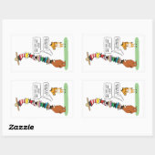 多おもしろいくの帽子をかぶったクマ 長方形シール (シート)