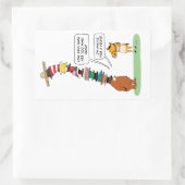 多おもしろいくの帽子をかぶったクマ 長方形シール (バッグ)