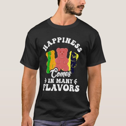 多おもしろいくのFlaでグミ来ベアキャンディ幸せ Tシャツ (正面)