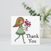 多お洒落くのバラを持つ漫画の少女 サンキューカード (スタンド正面)