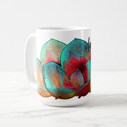 多かわいらし色のマグノリアパーソナライズされた花 コーヒーマグカップ (正面左)