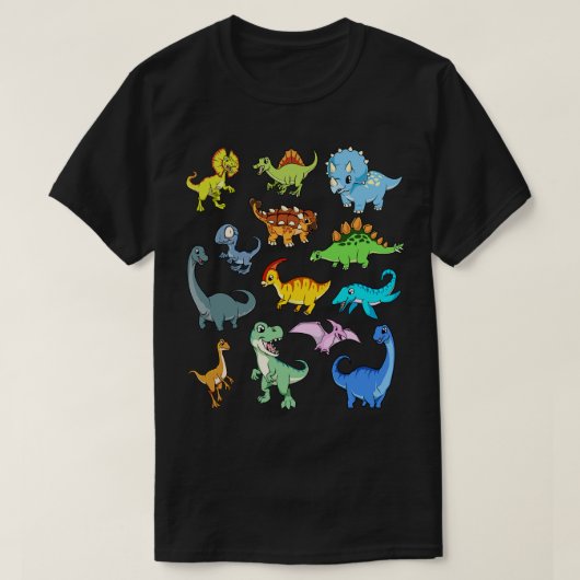 多くのかわいい恐竜 Tシャツ (デザイン正面)