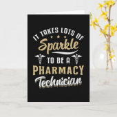 多くのきらめく贈り物を取る薬局技術者 カード (黄色い花)