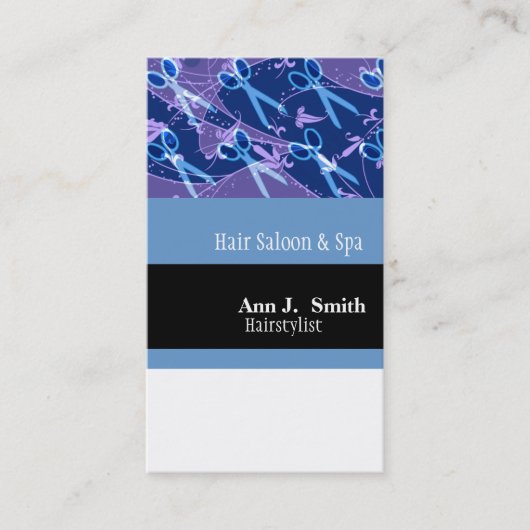 多くのはさみ。 ヘアーサロンのアポイントメント 予約カード (正面)