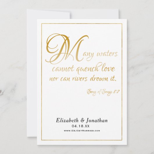 多くのウォーターバイブルエレガント金ゴールドリハーサル夕食会 招待状 (裏面)