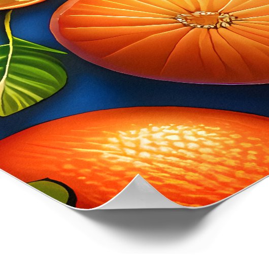 多くのオレンジ絵画色の果実。 ポスター (角)