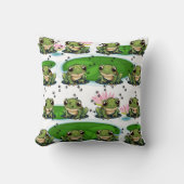 多くのカエルプリント クッション (正面)