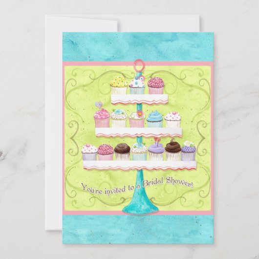 多くのカップケーキ、ブライダル·シャワーの招待 招待状 (正面)