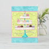 多くのカップケーキ、ブライダル·シャワーの招待 招待状 (スタンド正面)