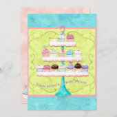 多くのカップケーキ、ブライダル·シャワーの招待 招待状 (正面/裏面)