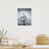 多くのカラスが休む木 ポスター (キッチン)