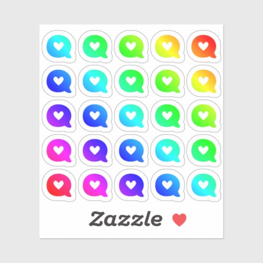 多くのカラフルことばが小さな虹の形を泡立てる シール (シート)