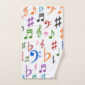多くのカラフルな音楽ノートおよび記号タオルセット バスタオルセット (ハンドタオル)