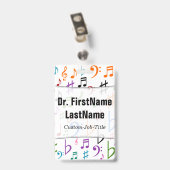 多くのカラフルな音楽ノートおよび記号; 名前をカスタムする バッジ (Back with Clip)