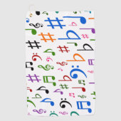 多くのカラフルな音符および記号 ゴルフタオル (正面)