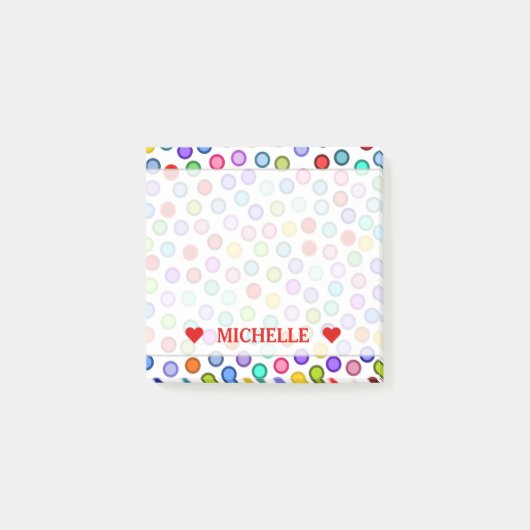 多くのカラフルの円及び名前をカスタムするのノート ポストイット (正面)