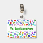 多くのカラフルの円 + カスタムな先生の名前入りの記章 バッジ (裏面 （クリップ付）)