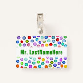 多くのカラフルの円 + カスタムな先生の名前入りの記章 バッジ (裏面クリップ)