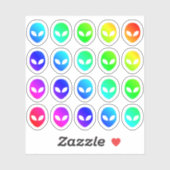 多くのカラフルエイリアン頭小さな虹の形 シール (シート)