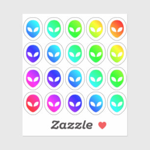 多くのカラフルエイリアン頭小さな虹の形 シール