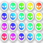 多くのカラフルエイリアン頭小さな虹の形 シール (正面)