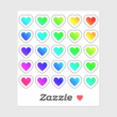 多くのカラフルハート小さな虹のハートシェイプ シール (シート)