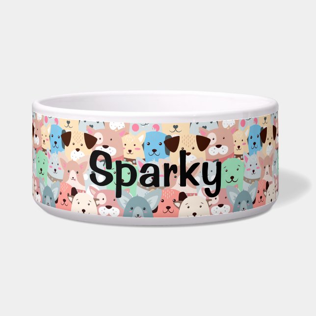 多くのカラフル犬セラミックペットボウル ボウル (正面)